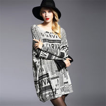 2016 New Sweater Women Plus Size Pullover Medium-long Paper Print Woman O-neck Full Sleeve Loose Sweater 71566