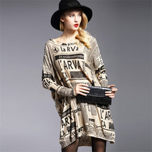 2016 New Sweater Women Plus Size Pullover Medium-long Paper Print Woman O-neck Full Sleeve Loose Sweater 71566