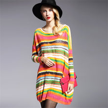 2016 New Sweater Women Plus Size Pullover Medium-long Patchwork Woman O-neck Full Sleeve Loose Sweater 71763