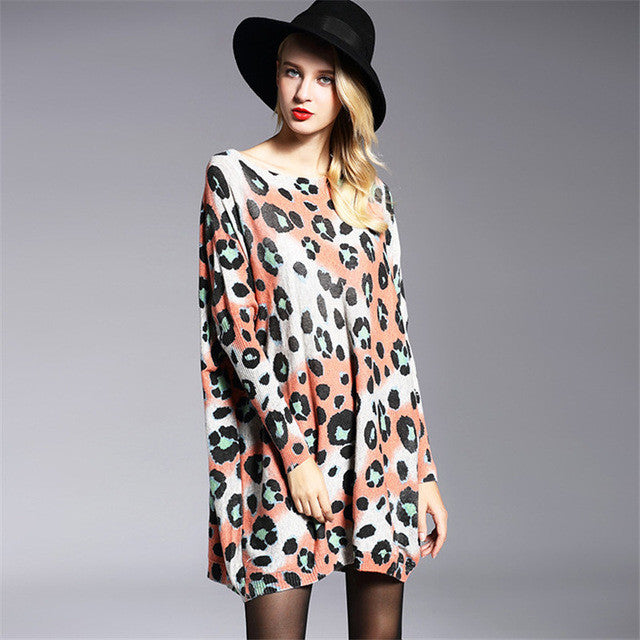 2016 New Sweater Women Plus Size Pullover Medium-long Pot Print Woman O-neck Full Sleeve Loose Sweater 71749