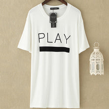 2016 New Sweet Women T Shirt Letter Print Short Sleeve O-neck Long T-shirt Hit Color Casual Summer Women Tops 71212