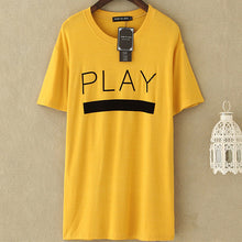 2016 New Sweet Women T Shirt Letter Print Short Sleeve O-neck Long T-shirt Hit Color Casual Summer Women Tops 71212