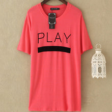 2016 New Sweet Women T Shirt Letter Print Short Sleeve O-neck Long T-shirt Hit Color Casual Summer Women Tops 71212