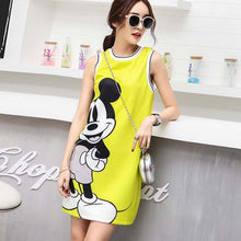 2016 New Vestidos Plus Size Straight Knee-Length Dress Straight Sleeveless Carton Print O-neck Women Dresses 71498