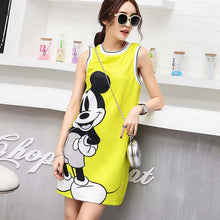 2016 New Vestidos Plus Size Straight Knee-Length Dress Straight Sleeveless Carton Print O-neck Women Dresses 71498