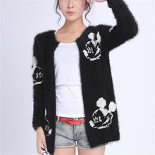 2016 New Winter Cardigans Women Fashion Mohair Sweater Casual Long Sleeve O-neck Carton Animal Print Woman Sweaters 71582