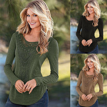 2016 New Women Blouse O-neck Full Sleeve Tee Shirt Casual Lace Blouses Fashion Plus Size Blusas 71263