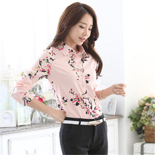 2016 New Women Blouse Turn-down Collar Full Sleeve Tee Shirt Casual Button Blouses Fashion Floral Print Plus Size Blusas 71264