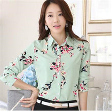 2016 New Women Blouse Turn-down Collar Full Sleeve Tee Shirt Casual Button Blouses Fashion Floral Print Plus Size Blusas 71264