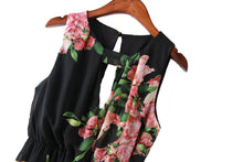 2016 New Women Flower Printed Rompers Short Jumpsuits Summer Zipped Open Back female Sexy Chiffon Overalls Playsuits