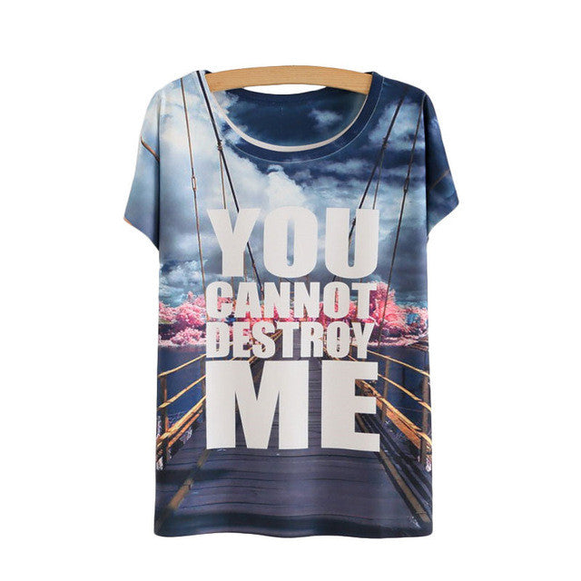 2016 New Women Letter Print T Shirts Loose Short Sleeve T-shirt Women 3D Plus Size tshirt Casual Tops 70999