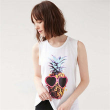 2016 New Women Plus Size Cotton Sleeveless Camis Tops Casual Fashion Hot Sale Pineapple Print Tops 70815