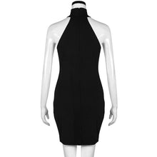 2016 New Women Sexy Halter Neck Sexy Club Wear Black Bodycon Ladies Dresses Zipper Mini Night Club Party Penciil Dresses #1130