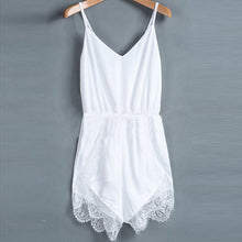 2016 New Women Strap Sleeveless Lace Chiffon Party Jumpsuit Rompers Playsuit White Black #3546