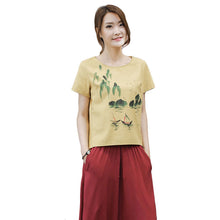 2016 New Women T shirt Chinese Style Cotton and Linen Print T-shirt Women O-neck Top Short Sleeve Female tops 70877