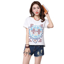 2016 New Women T shirt Chinese Style Cotton and Linen Print T-shirt Women O-neck Top Short Sleeve Female tops 70887