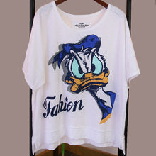 2016 New Women T shirts Carton Letter Print T-shirt Women O-neck Top Short Batwing Sleeve Animal Female Plus Size tops 71650