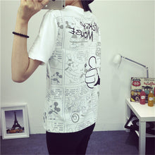 2016 New Women T shirts Carton Letter Print T-shirt Women O-neck Top Short Sleeve Animal Mouse Female Plus Size tops 71482