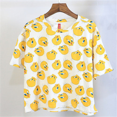 2016 New Women T shirts Duck Print T-shirt Women O-neck Top Short Sleeve Female Plus Size Animal Print tops 71491