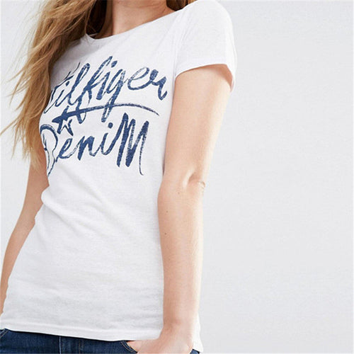 2016 New Women T shirts Letter Print T-shirt Women O-neck Top Short Sleeve Female Plus Size tops 71466