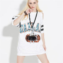 2016 New Women T shirts Number Print T-shirt Woman O-neck Top Short Sleeve Sequined Bling Long Female Plus Size t shirt 72123