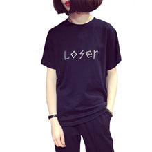 2016 New Women T shirts clothing Letter Loser Print t-shirt Women Top Short Sleeve Female Plus Size tops 71093