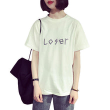 2016 New Women T shirts clothing Letter Loser Print t-shirt Women Top Short Sleeve Female Plus Size tops 71093