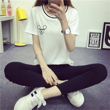 2016 New Women T shirts clothing Letter Print t-shirt Women Tee Short Sleeve Female Plus Size Carton Tops 71603