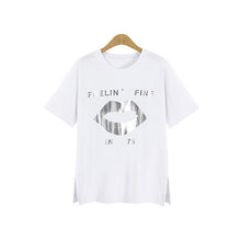 2016 New Women T shirts clothing Letter Print t-shirt Women Top Short Sleeve Female M-5XL Plus Size tops 71090