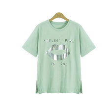 2016 New Women T shirts clothing Letter Print t-shirt Women Top Short Sleeve Female M-5XL Plus Size tops 71090