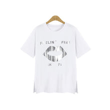 2016 New Women T shirts clothing Letter Print t-shirt Women Top Short Sleeve Female M-5XL Plus Size tops 71090