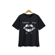 2016 New Women T shirts clothing Letter Print t-shirt Women Top Short Sleeve Female M-5XL Plus Size tops 71090