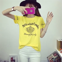 2016 New Women clothing T shirts Letter Print t-shirt Women Crown Top Short Sleeve Female Large Size tops 71074