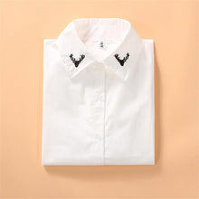 2016 Plus Size Print Casual Blouses Long Sleeve Cotton Blusas Embroidery Fashion Turn-down Collar Femininas Tops 70263