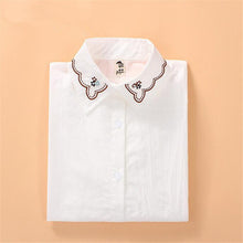 2016 Plus Size Print Casual Blouses Long Sleeve Cotton Blusas Embroidery Fashion Turn-down Collar Femininas Tops 70263