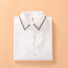 2016 Plus Size Print Casual Blouses Long Sleeve Cotton Blusas Embroidery Fashion Turn-down Collar Femininas Tops 70263