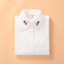 2016 Plus Size Print Casual Blouses Long Sleeve Cotton Blusas Embroidery Fashion Turn-down Collar Femininas Tops 70263