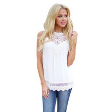 2016 Plus Size S-4XL Women Chiffon Lace Sleeveless Tops Women Shirts O Neck Summer Casual Loose Women Clothes Vetement Femme