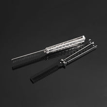 2016 Pro Salon Stainless Steel Folding Practice Training Butterfly Balisong Style Comb Tool