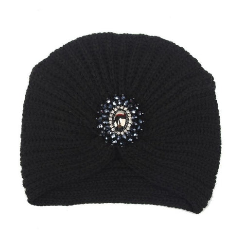 2016 Retro Crystal Womens Winter Knitting Warm Crochet Hats Winter Hats For Women Female Headdress Caps Beanies Bonnet