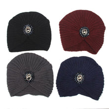 2016 Retro Crystal Womens Winter Knitting Warm Crochet Hats Winter Hats For Women Female Headdress Caps Beanies Bonnet