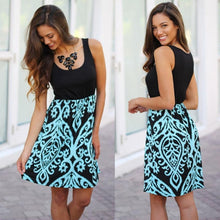 2016 Sexy Women Damask Print Summer Dress O Neck Sleeveless Polyester Slim Fashion Mini Club Dress women Dress vestido