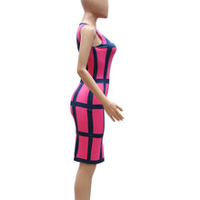 2016 Sheath Bodycon Women Dress Geometric O Neck Sleeveless Mini Work Wear Sexy Dresses Ladies Female Summer Dress Robe Femme