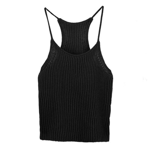 2016 Solid Tank Tops Knitted Camis Women Sleeveless Crop Top 5 Colors Summer Simply StyleWoman Bustier Crop Top Black