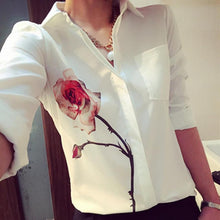 2016 Spring Autumn Women Sexy Turn-down collar Floral Office Lady Blusas women chiffon blouses blouse ropa mujer feminina camisa