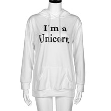 2016 Street Style Women Autumn T-shirt Hooded "I'm a Unicorn" New Fashion White harajuku shirt women Tee Tops Female Girls
