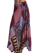 2016 Striped Asymmetrical Women Skirts Casual Beach Maxi Retro Print Skirt Loose Girl High Waist Skirts Long Maxi Skirt New