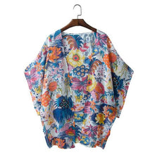 2016 Summer Autumn New Design Tops Women Shawl Floral Print Kimono Beachwera Covers up Chifon women blouses