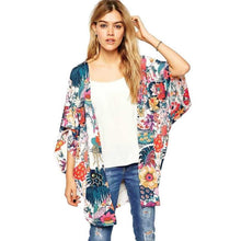 2016 Summer Autumn New Design Tops Women Shawl Floral Print Kimono Beachwera Covers up Chifon women blouses