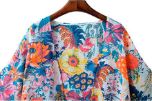 2016 Summer Autumn New Design Tops Women Shawl Floral Print Kimono Beachwera Covers up Chifon women blouses